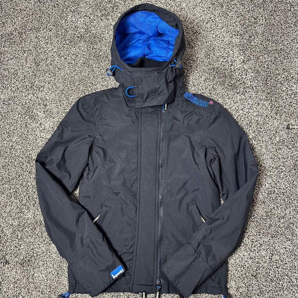 Superdry Original Windcheater Japan Jacket Black Blue Hooded XXS G50009PF2